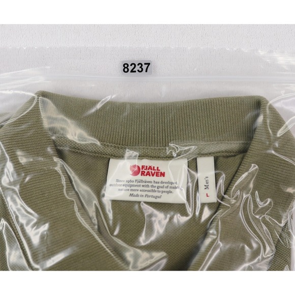 Fjallraven Ovik Polo Shirt Mens Large Green Outdoor Hiking Cotton Knit Casual - Picture 10 of 10
